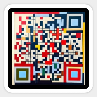 RickRoll QR Code Piet Mondrian Style Painting Sticker